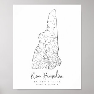 New Hampshire Minimal Street Karta Poster