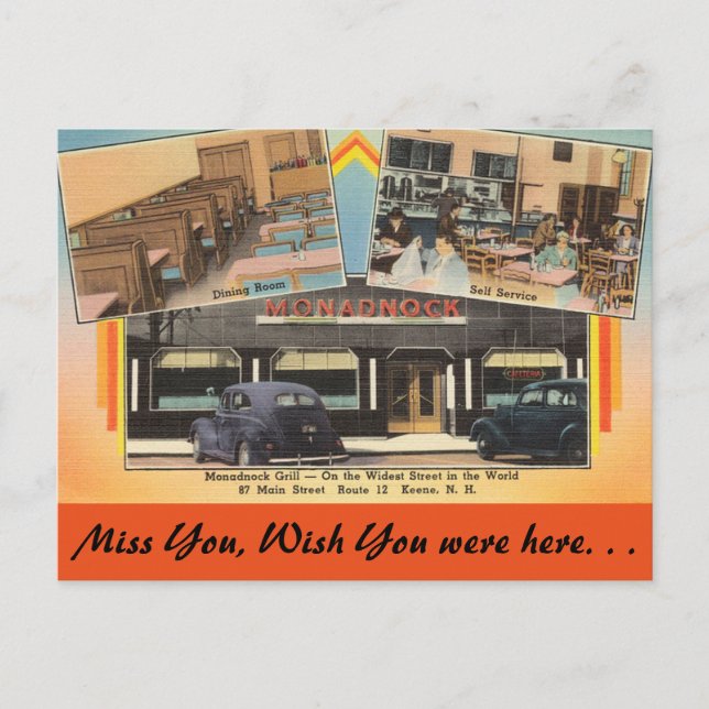 New Hampshire, Monadnock Grill, Keene Vykort (Framsida)