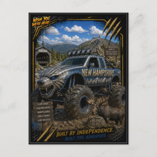 New Hampshire Monster Truck Terräng Konst Vykort