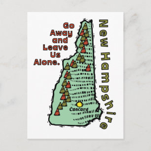 New Hampshire NH Motto ~ Go Away & Lämna US Ensam Vykort