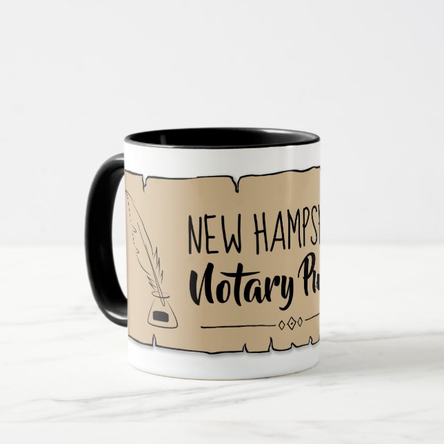 New Hampshire Notary Public Rulla Feather Quill Mugg (Framsida vänster)