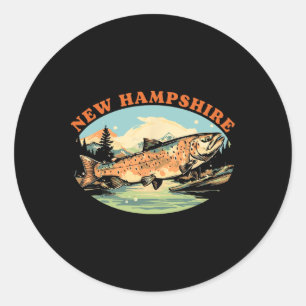 New Hampshire Öring Fluga Fiske Fiskare Konst Runt Klistermärke