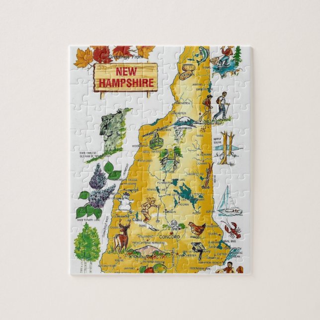 New Hampshire Postcard Karta Jigszle Puzzle Pussel (Vertikal)