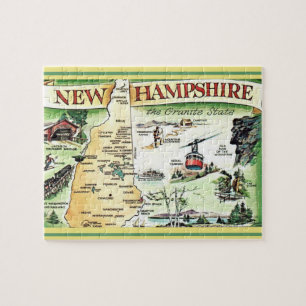 New Hampshire Postcard Karta Jigszle Puzzle Pussel