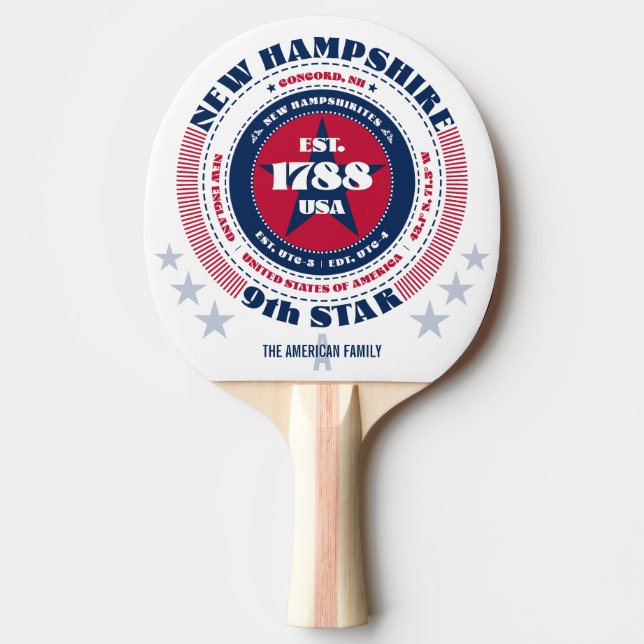 New Hampshire Pride Circular Typography Monogram Pingisracket (Framsidan)