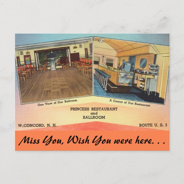 New Hampshire, Princess Restaurant, Concord Vykort (Framsida)