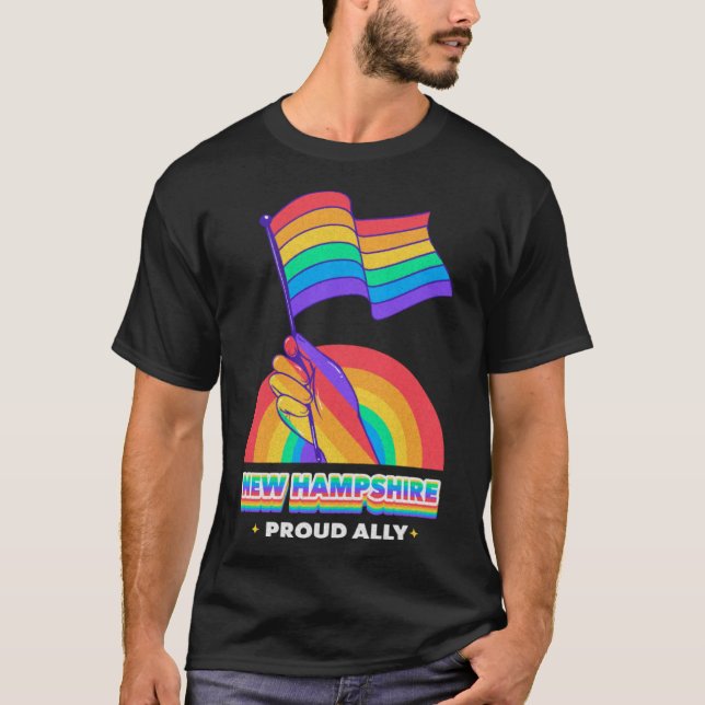 New Hampshire Proud Ally Pride Month LGBTQ LGBT Co T Shirt (Framsida)