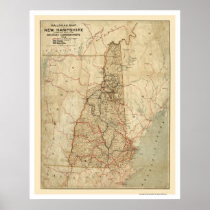 New Hampshire Railroad Karta 1894 Poster