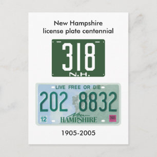 New Hampshire-registreringsskylten centrerad Vykort