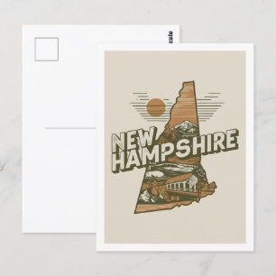 New Hampshire Retro Resedesign Ikoniska Amerikansk Vykort