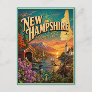 New Hampshire Retro Reseminnelse Souvenir Postkort Vykort