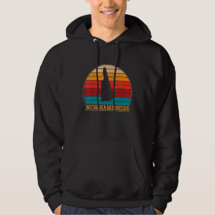 New Hampshire Retro Vintage Sunset US State Silhou Hoodie