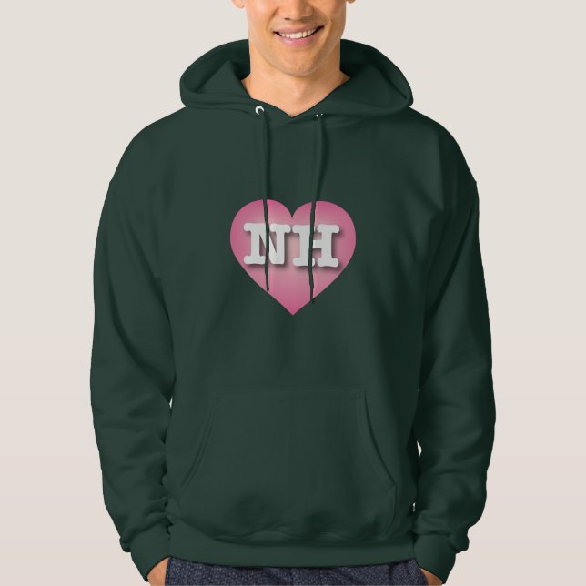 New Hampshire Rosa Fade Heart - I kärlek NH Hoodie (Framsida)
