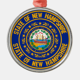New Hampshire Round Emblem Julgransprydnad Metall