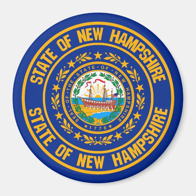 New Hampshire Round Emblem Magnet (Framsidan)