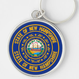 New Hampshire Round Emblem Rund Silverfärgad Nyckelring