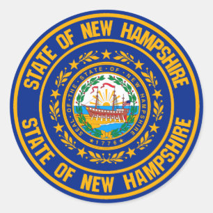 New Hampshire Round Emblem Runt Klistermärke