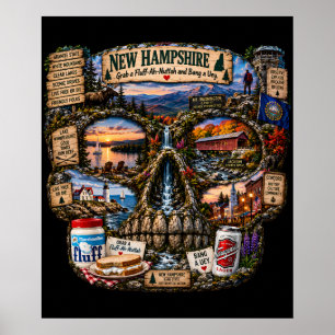 New Hampshire Skalle Konsttryck State of Mind Poster
