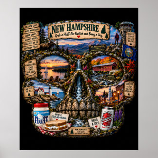 New Hampshire Skalle Konsttryck | State of Mind Poster