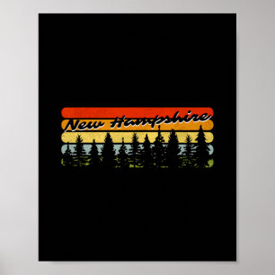 New Hampshire Skog Solnedgång Träd Stuga Estetik Poster