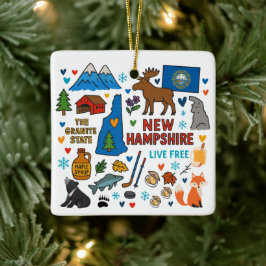 New Hampshire Skräddarsydd Familjeresa Jul Julgransprydnad Keramik