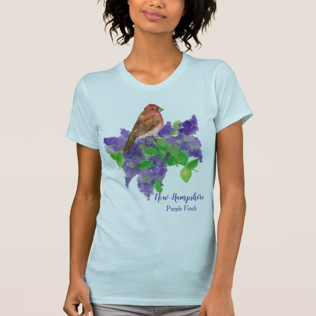 New Hampshire State Bird Lila Finch T Shirt (Framsida)
