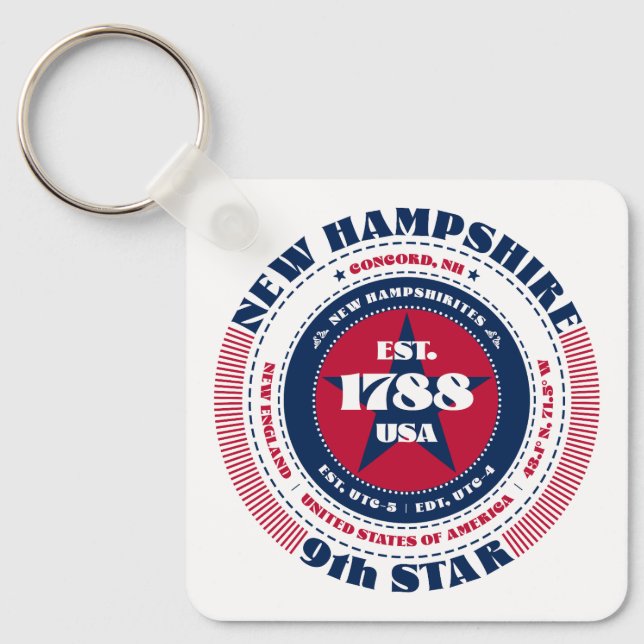 New Hampshire State Keychain Nyckelring (Framsida)