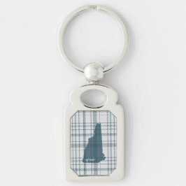New Hampshire State Plaid Keychain Rektangulärt Silverfärgad Nyckelring
