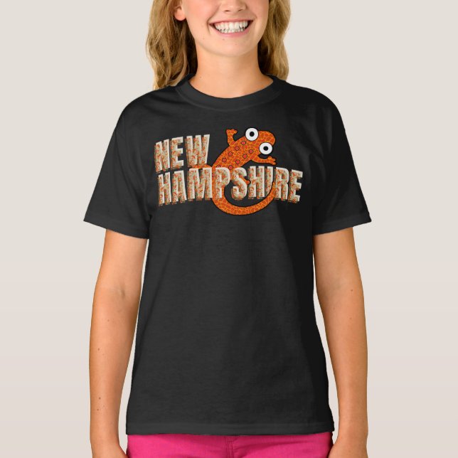 New Hampshire State Symbol Red Spotted Newt Dark T Shirt (Framsida)