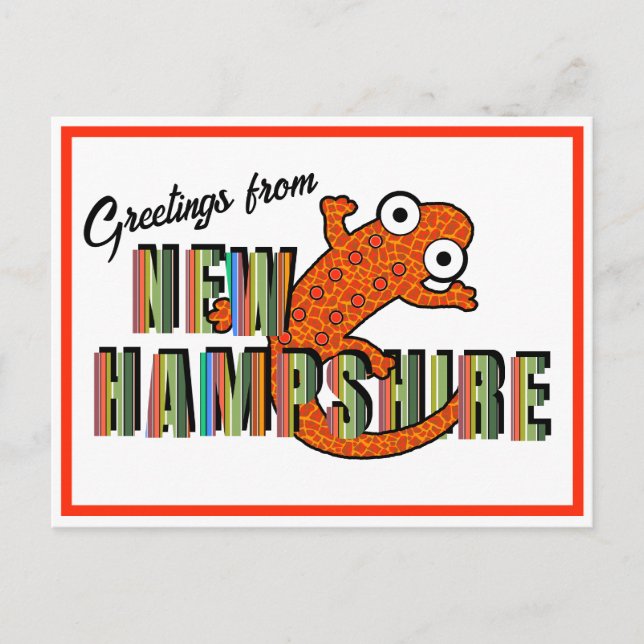 New Hampshire State Symbol Red Spotted Newt Stripe Vykort (Framsida)