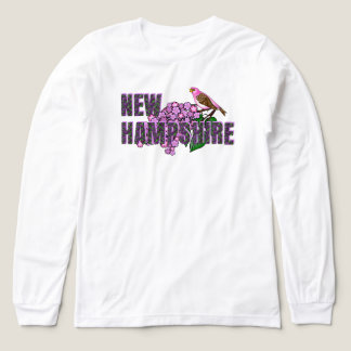 New Hampshire State Symbols Purple Finch & Lilacs T Shirt