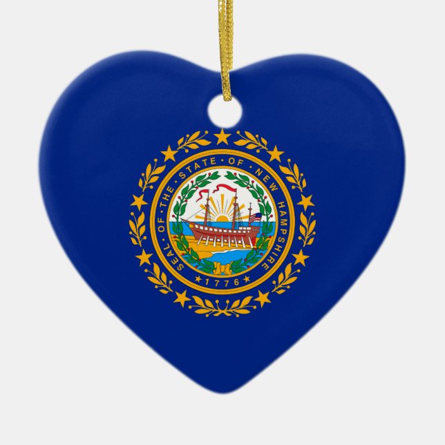 New Hampshire Statlig flagga Design Julgransprydnad Keramik (Framsidan)