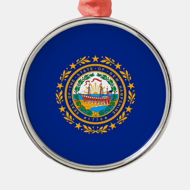 New Hampshire Statlig flagga Design Julgransprydnad Metall (Framsidan)