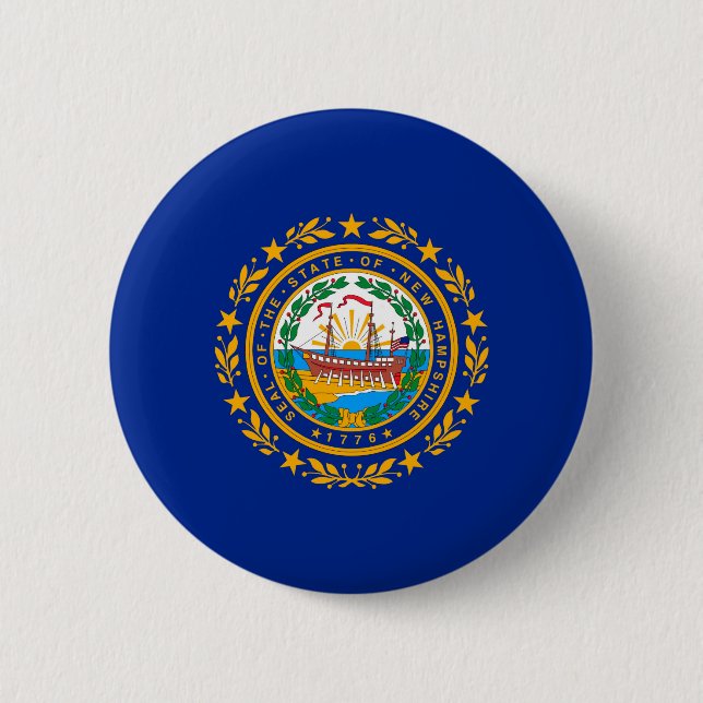 New Hampshire Statlig flagga Design Knapp (Framsida)