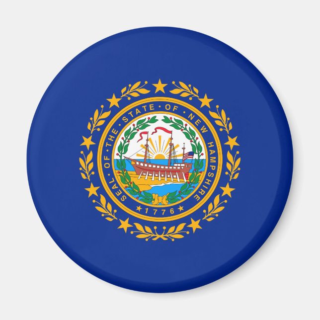 New Hampshire Statlig flagga Design Magnet (Framsidan)