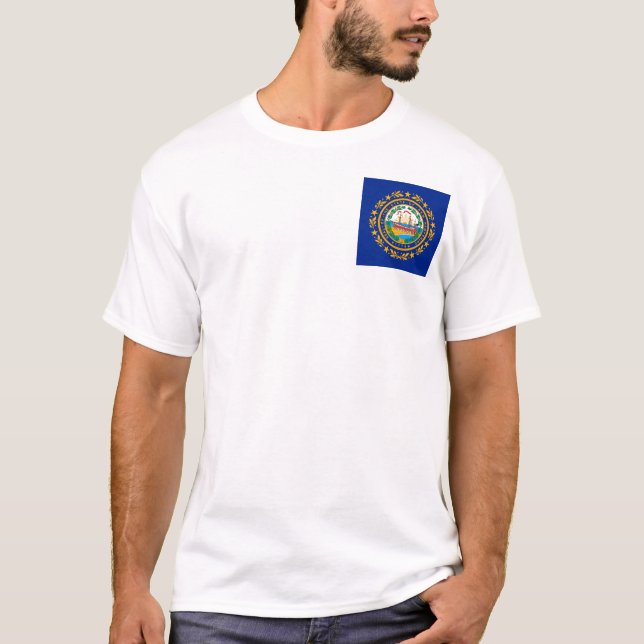 New Hampshire Statlig flagga Design Tee Shirt (Framsida)