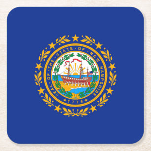 New Hampshire Statlig flagga Design Underlägg Papper Kvadrat