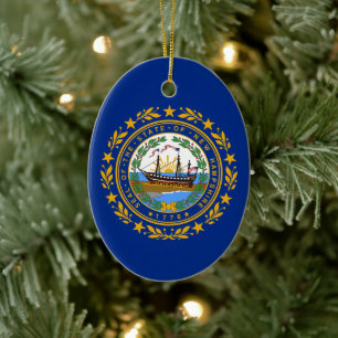 New Hampshire statlig flagga Julgransprydnad Keramik