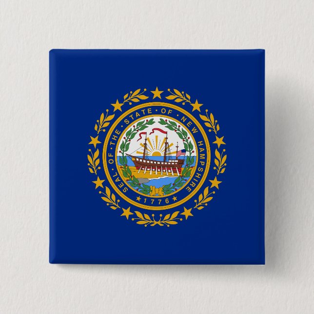 New Hampshire Statlig flagga Knapp (Framsida)