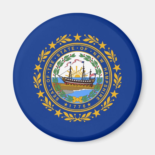 New Hampshire Statlig flagga Magnet (Framsidan)