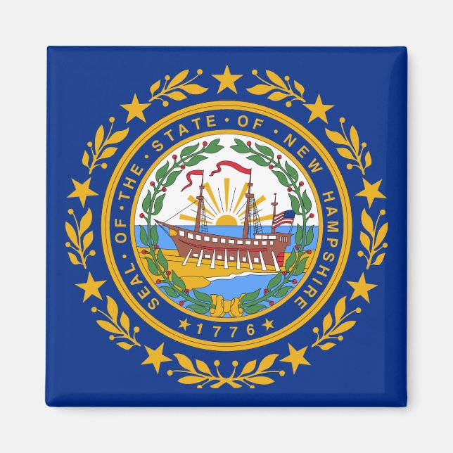 New Hampshire Statlig flagga Magnet (Framsidan)