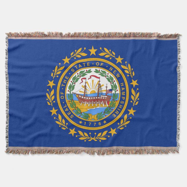 New Hampshire Statlig flagga Print Patriotic Filt (Framsidan)
