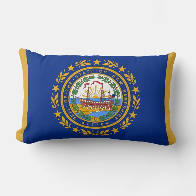 New Hampshire Statlig flagga Print Patriotic Lumbarkudde (Framsida)