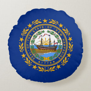 New Hampshire Statlig flagga Rund Kudde