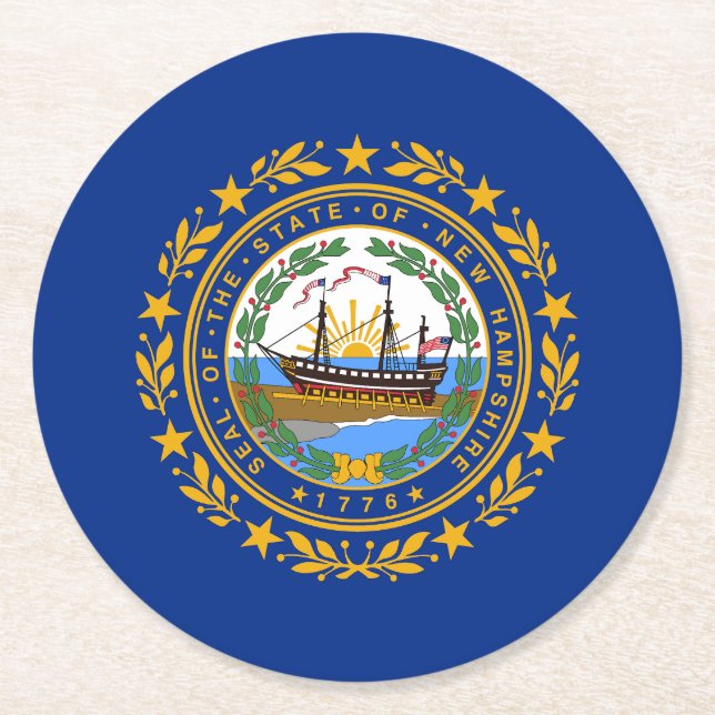 New Hampshire Statlig flagga Underlägg Papper Rund (Framsidan)