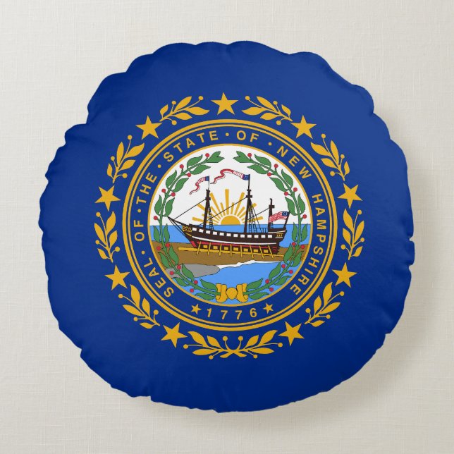 New Hampshire statsflagga Rund Kudde (Framsidan)