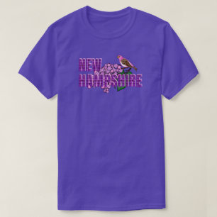New Hampshire Statssymboler Purpurfink & Syren T Shirt