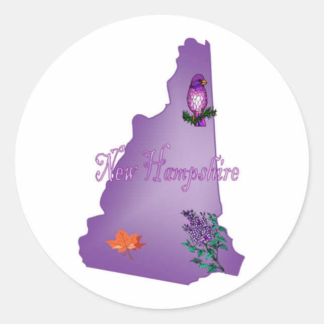 New Hampshire Sticker Runt Klistermärke (Framsida)