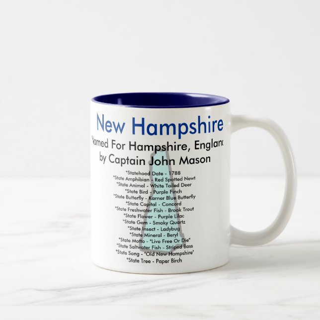 New Hampshire symboler & karta Två-Tonad Mugg (Höger)