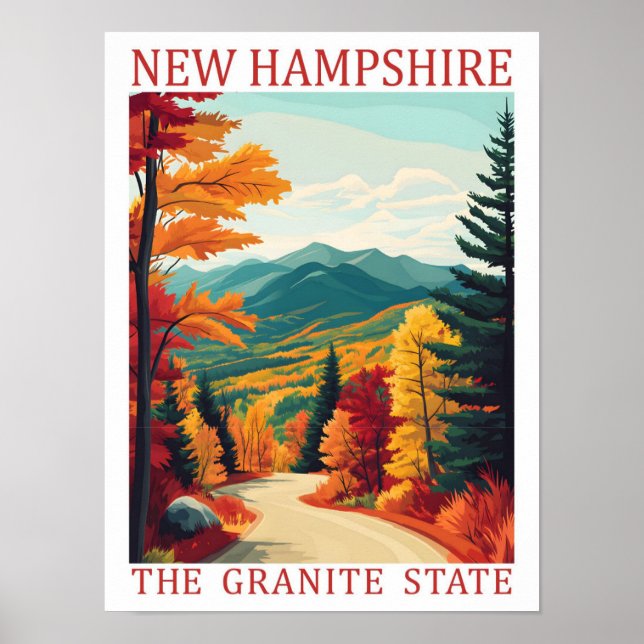 New Hampshire the Granite State USA Travel Ställe Poster (Framsidan)
